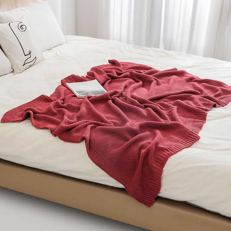 Ownkoti Simple Solid Color Knitted Blanket - image 3