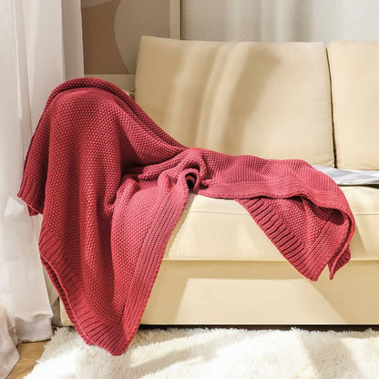 Ownkoti Simple Solid Color Knitted Blanket - Red - 59"W x 79"L - image 1