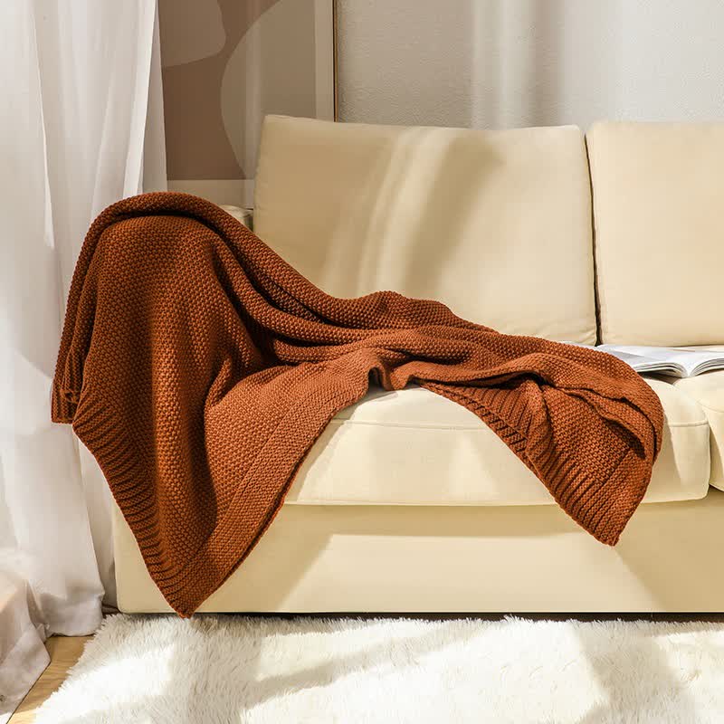 Ownkoti Simple Solid Color Knitted Blanket - Caramel - 59"W x 79"L - image 10