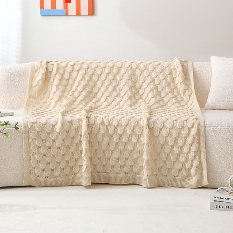 Ownkoti Solid Textured Knit Throw Blanket - Beige - 51"W x 79"L - image 8