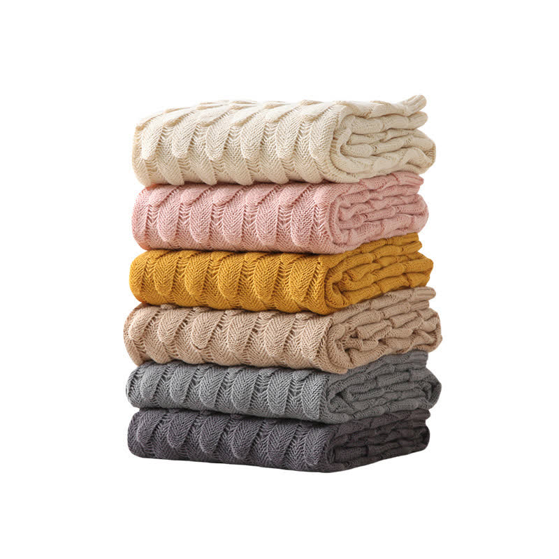 Ownkoti Solid Textured Knit Throw Blanket - image 1