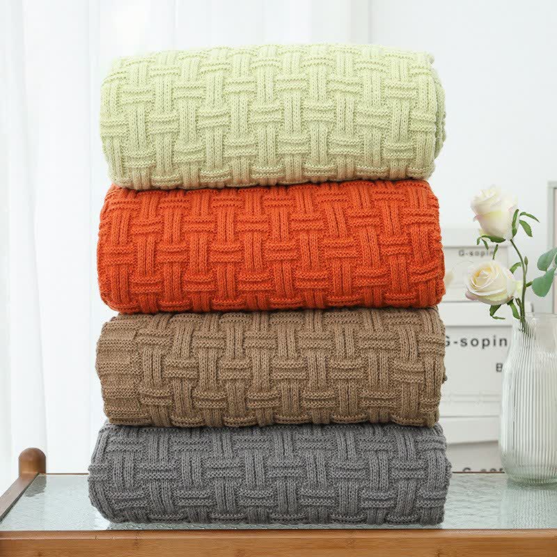 Ownkoti Solid Knot Textured Knit Throw Blanket - image 3