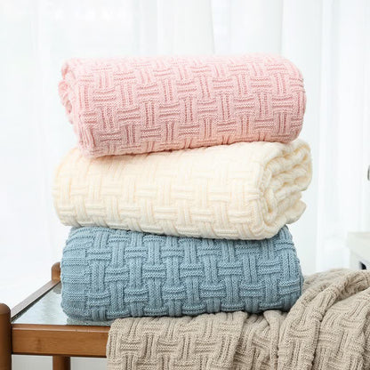 Ownkoti Solid Knot Textured Knit Throw Blanket - image 0