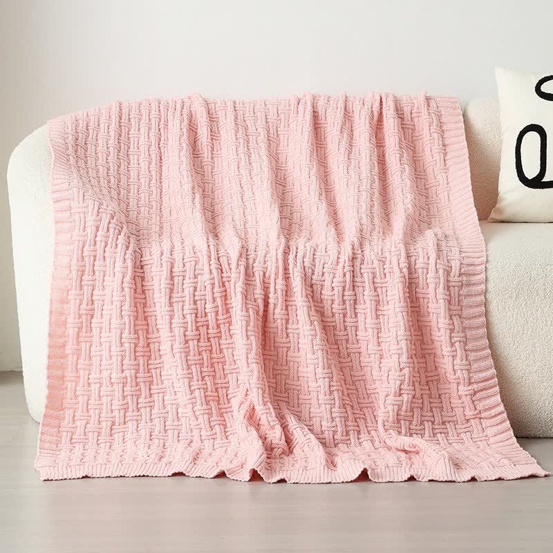 Ownkoti Solid Knot Textured Knit Throw Blanket - Pink - 59"W x 79"L - image 15