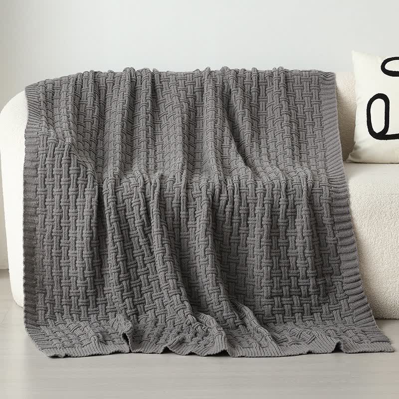 Ownkoti Solid Knot Textured Knit Throw Blanket - Grey - 59"W x 79"L - image 16
