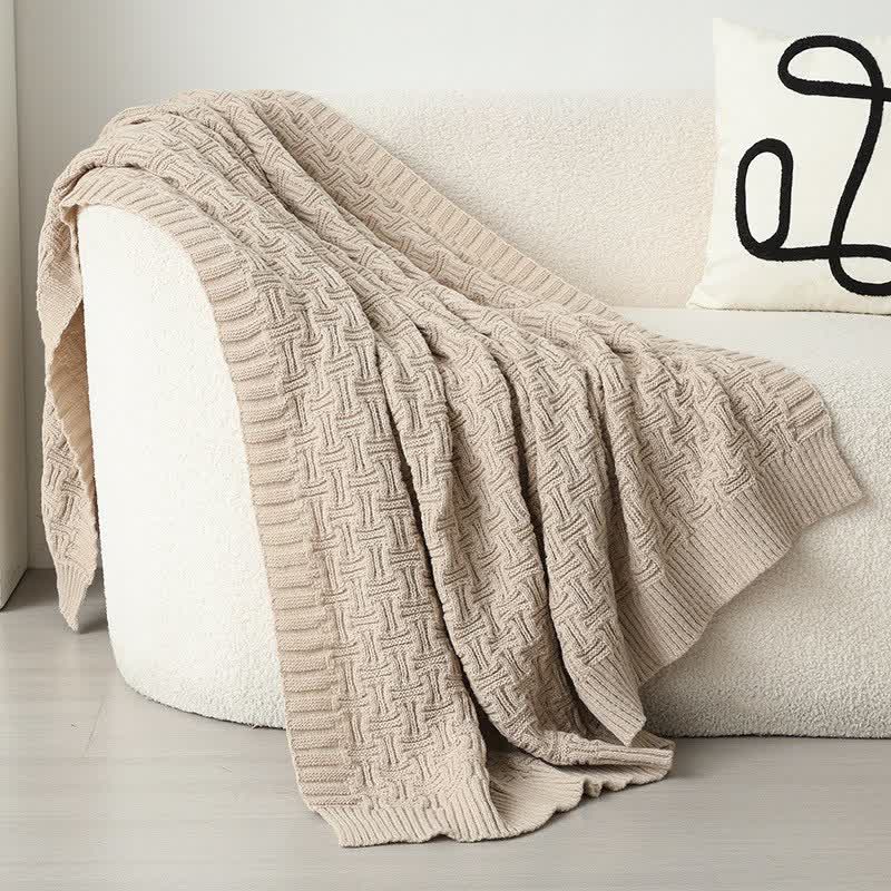 Ownkoti Solid Knot Textured Knit Throw Blanket - image 9
