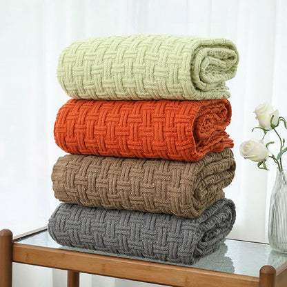 Ownkoti Solid Knot Textured Knit Throw Blanket - image 1