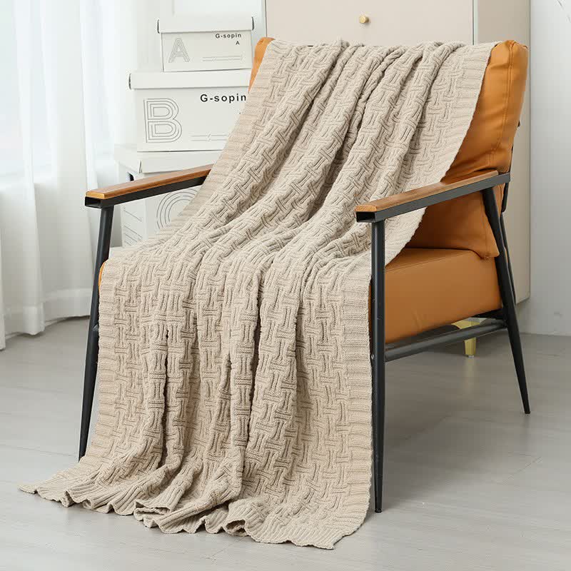Ownkoti Solid Knot Textured Knit Throw Blanket - image 10
