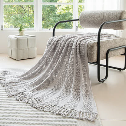 Ownkoti Solid Geometric Cable Knit Throw Blanket - Light Gray - 51"W x 90"L - image 5