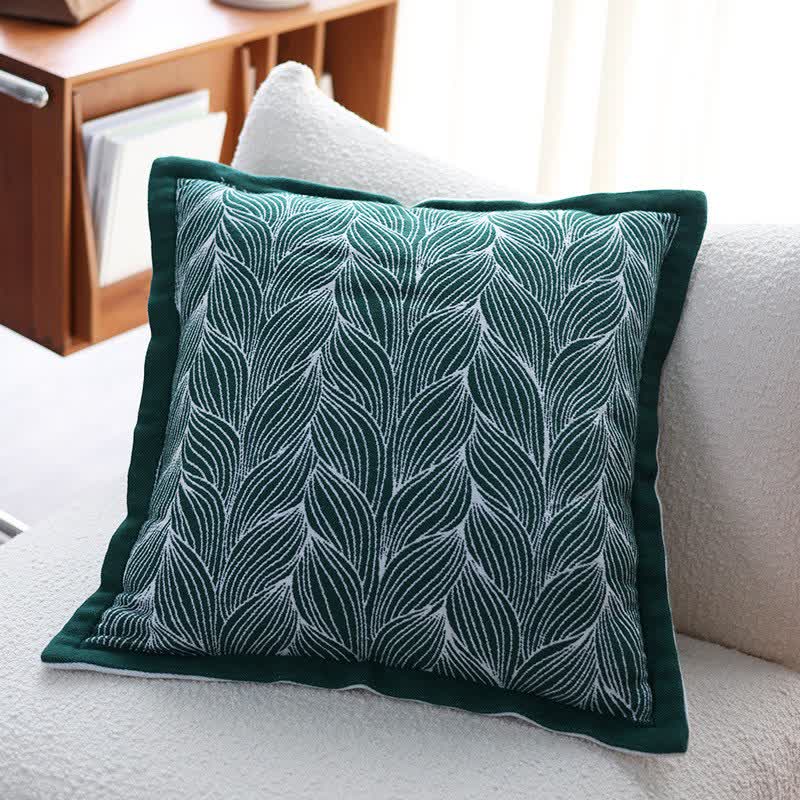 Ownkoti Artistic Leaf Knit Throw Blanket - Green - Pillow - 21" x 21" - image 3