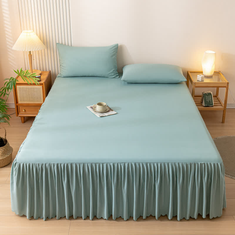 Ownkoti Solid Color Bed Skirt Sheet - Green - 2PCS Pillowcases - 19" x 29" - image 1