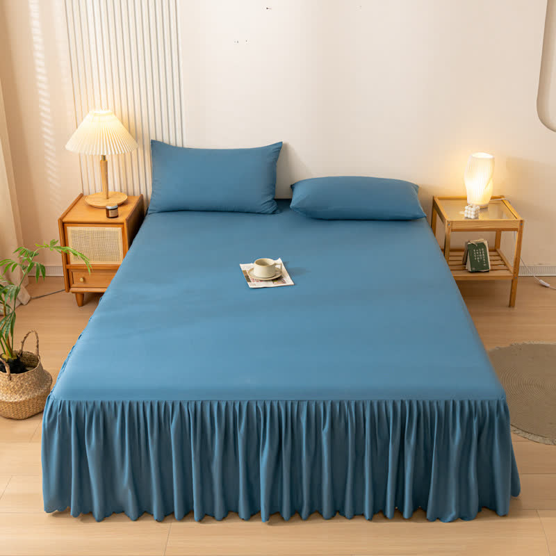 Ownkoti Solid Color Bed Skirt Sheet - Royal Blue - 2PCS Pillowcases - 19" x 29" - image 6