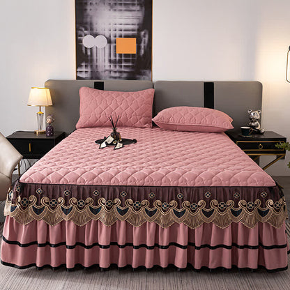 Ownkoti Heart Quilted Lace Bed Skirt Sheet - image 11