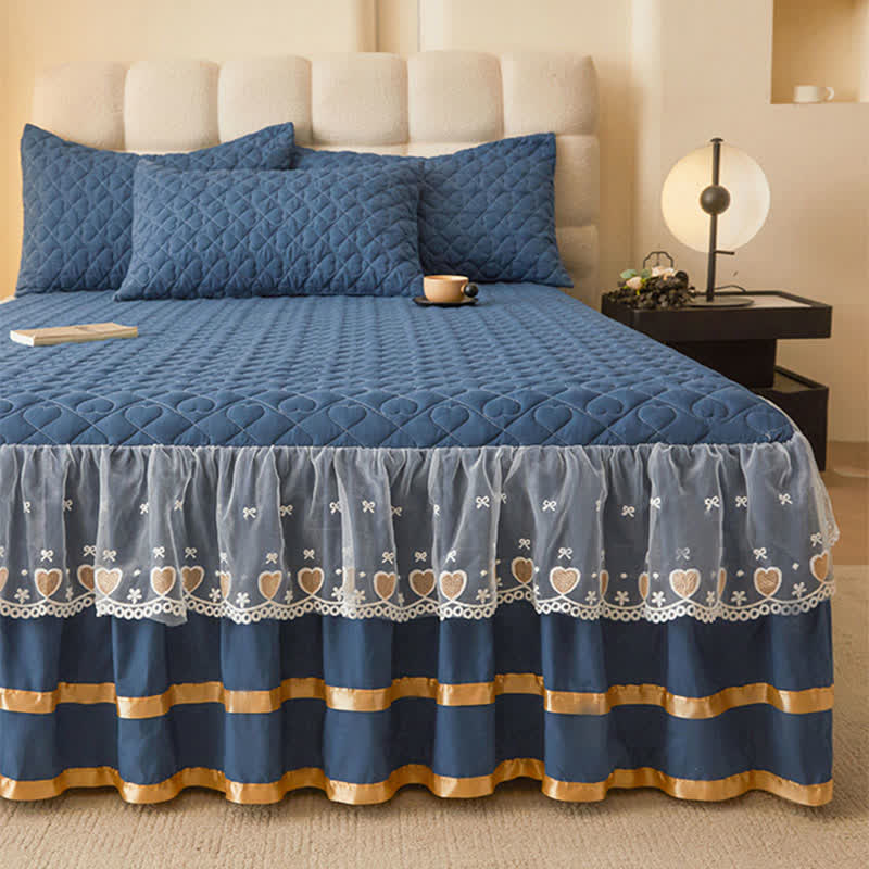 Ownkoti Heart Quilted Bed Skirt Sheet - image 3
