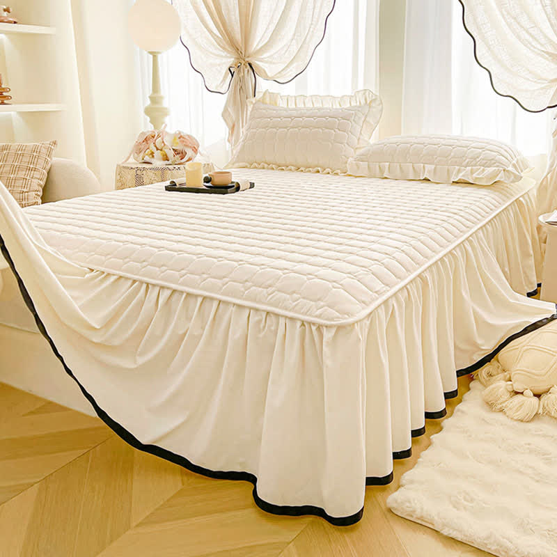 Ownkoti Checked Quilted Bed Skirt Sheet - image 1