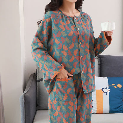 Ownkoti Ginkgo Leaf Jacquard Cotton Loungewear Set - image 2