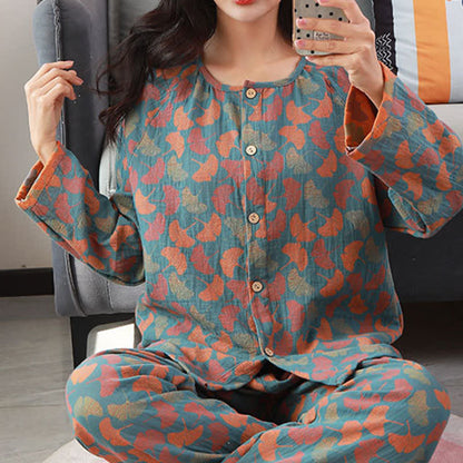 Ownkoti Ginkgo Leaf Jacquard Cotton Loungewear Set - image 3