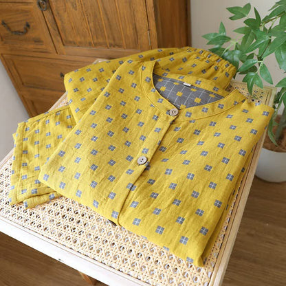 Ownkoti Grid Cotton Gauze Long Sleeves Loungewear - image 1