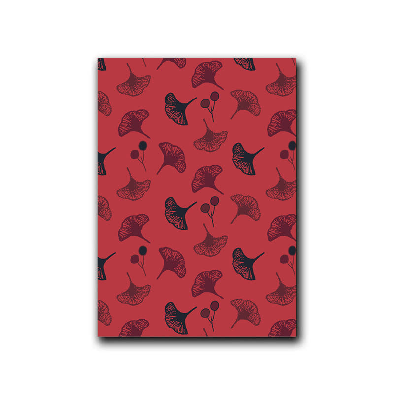 Ownkoti Natural Style Ginkgo Leaf Decorative Painting - Red & Black - 16" x 24" - image 1