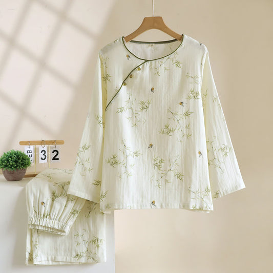 Ownkoti Oriental-inspired Bamboo Butterfly Cotton Loungewear - XL - image 0