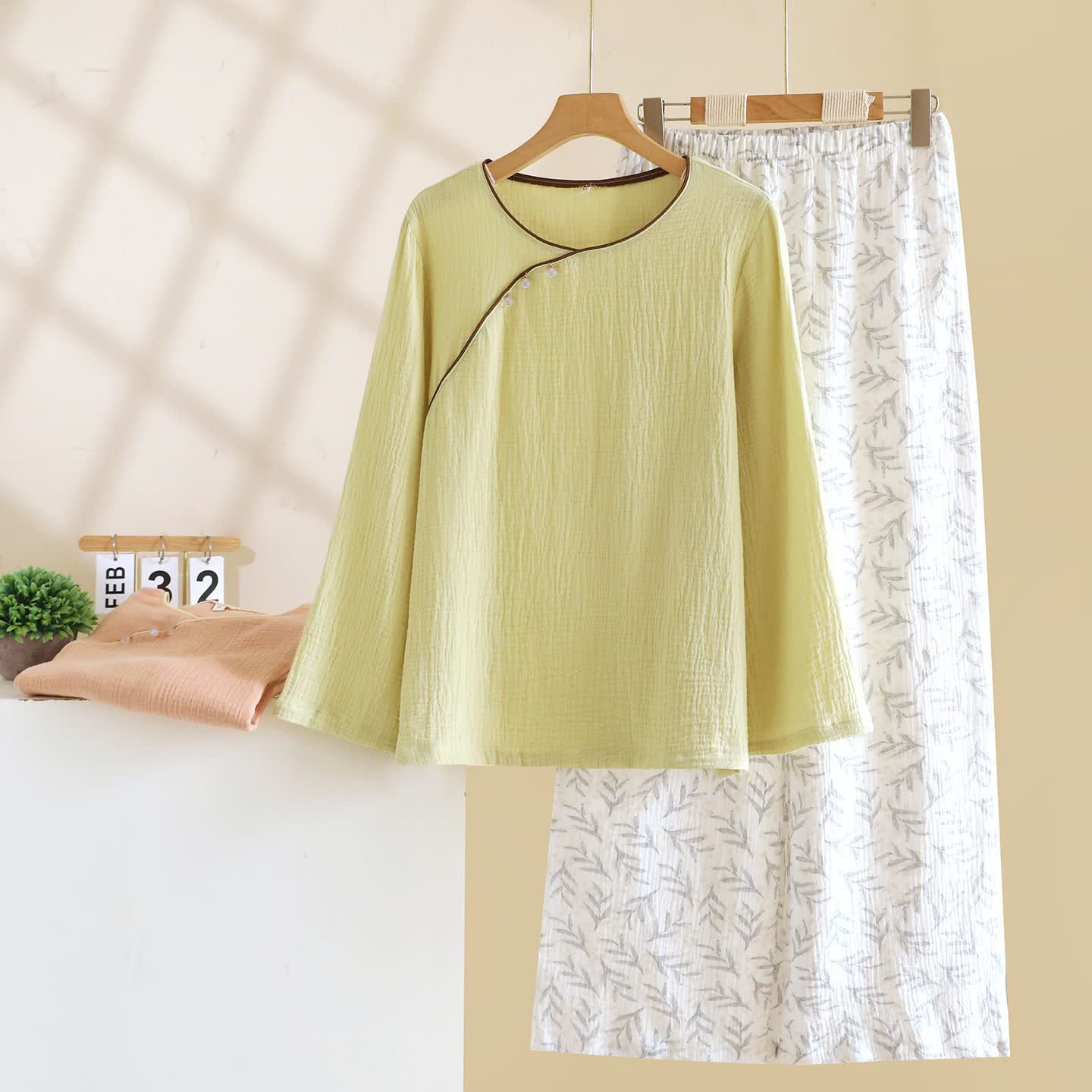 Ownkoti Oriental-inspired Leaf Cotton Loungewear - image 4