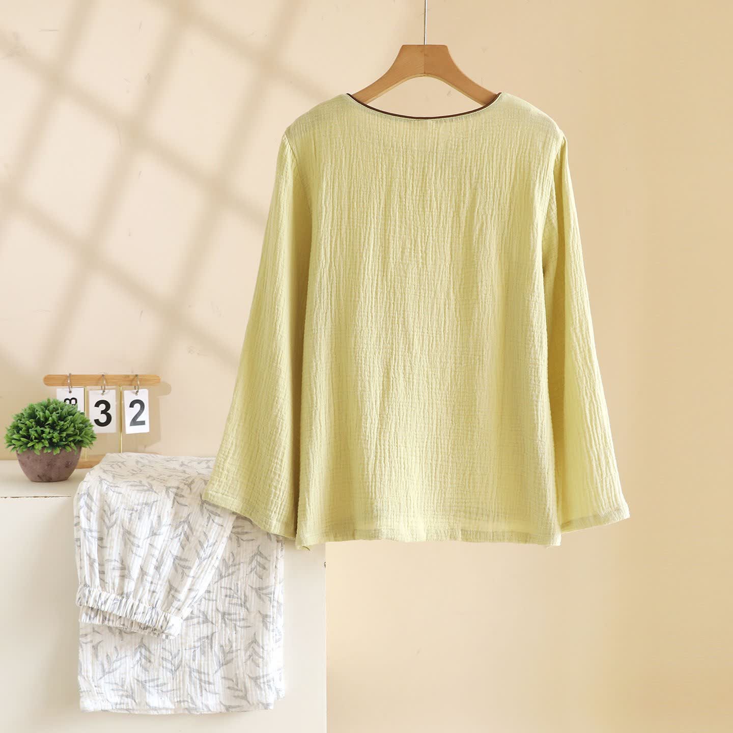 Ownkoti Oriental-inspired Leaf Cotton Loungewear - image 5