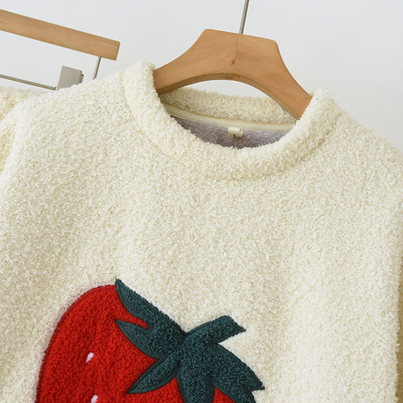 Ownkoti Strawberry Print Sherpa Loungewear Set - image 4