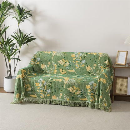 Ownkoti Green Leaf Floral Cotton Tassel Quilt - image 4