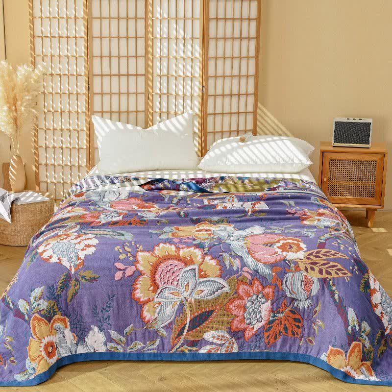 Dreamy Floral Pure Cotton Gauze Quilt - Purple - King - image 0