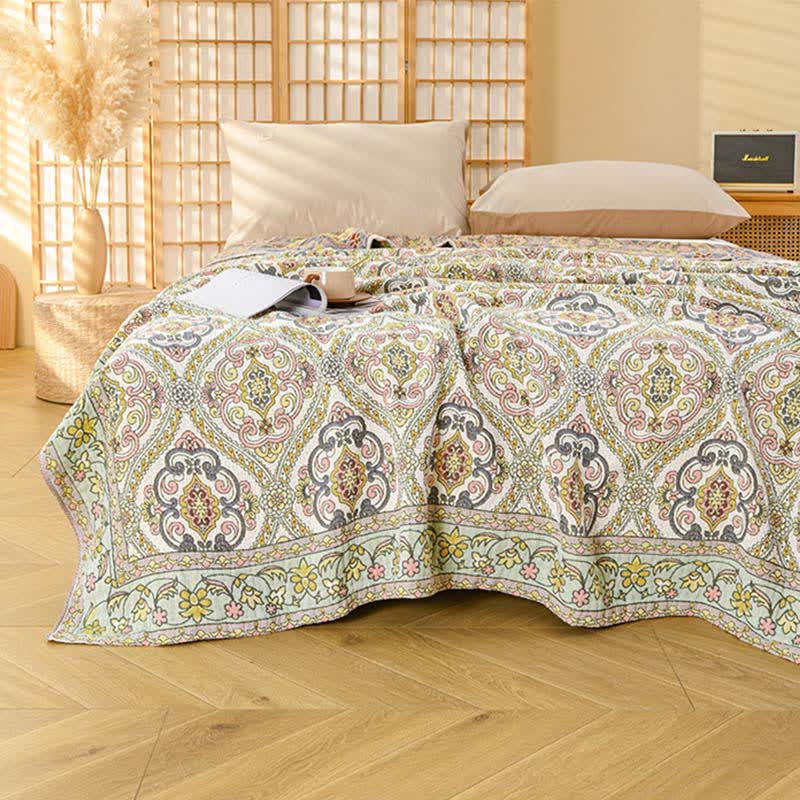 Elegant Vintage Floral Cotton Gauze Quilt - image 1