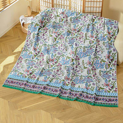 Ownkoti Floral Branch Pure Cotton Gauze Blanket - Beige - 90"W x 98"L - image 0