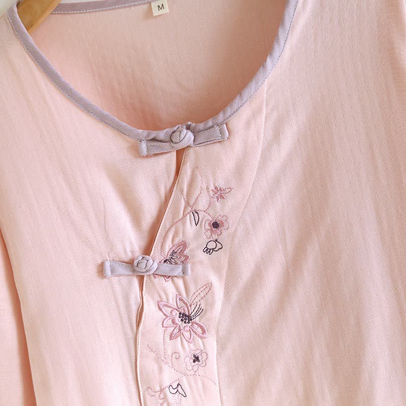 Ownkoti Oriental Style Floral Embroidered Loungewear Set - image 7