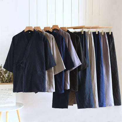 Ownkoti Unisex Solid Cotton Kimono Loungewear Set - image 0