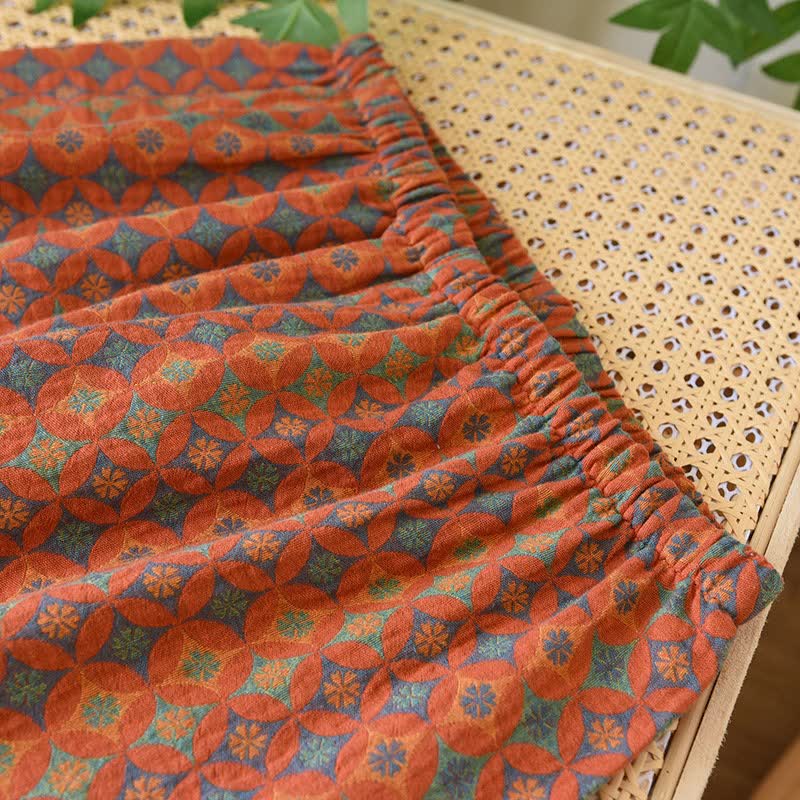 Ownkoti Retro Geometric Pattern Cotton Gauze Loungewear - image 7