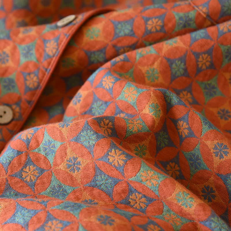 Ownkoti Retro Geometric Pattern Cotton Gauze Loungewear - image 4