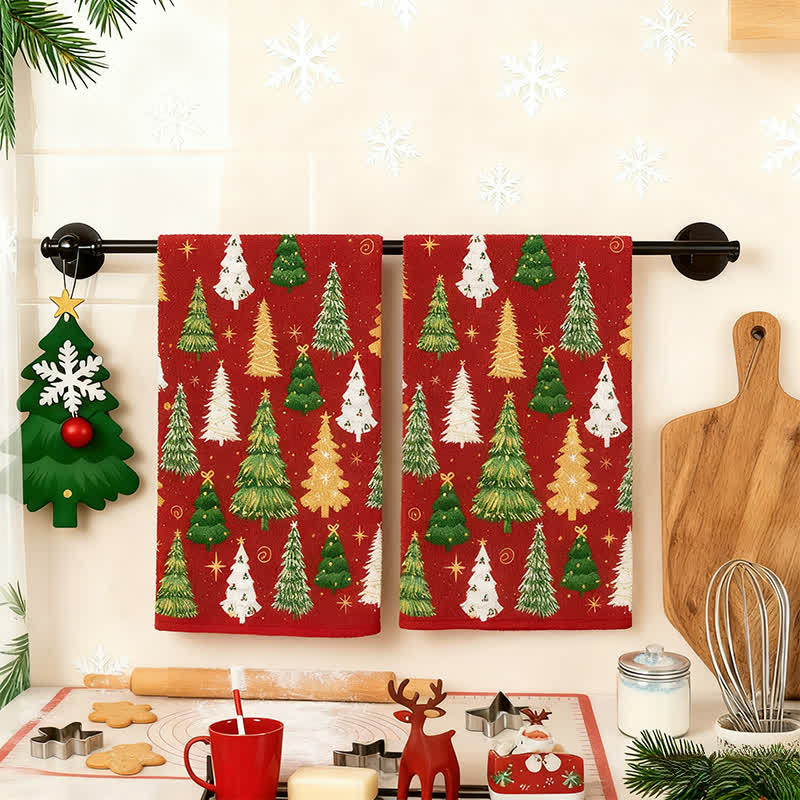 Ownkoti Christmas Tree Absorbent Multi-use Towel - B - 4PCS - image 5