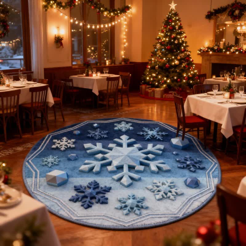 Ownkoti Christmas Snowflake 3D Effect Rug - Blue - 55" x 55" - image 5