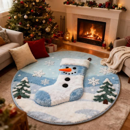 Ownkoti Creative Christmas Stocking 3D Effect Rug - Blue - 55" x 55" - image 0