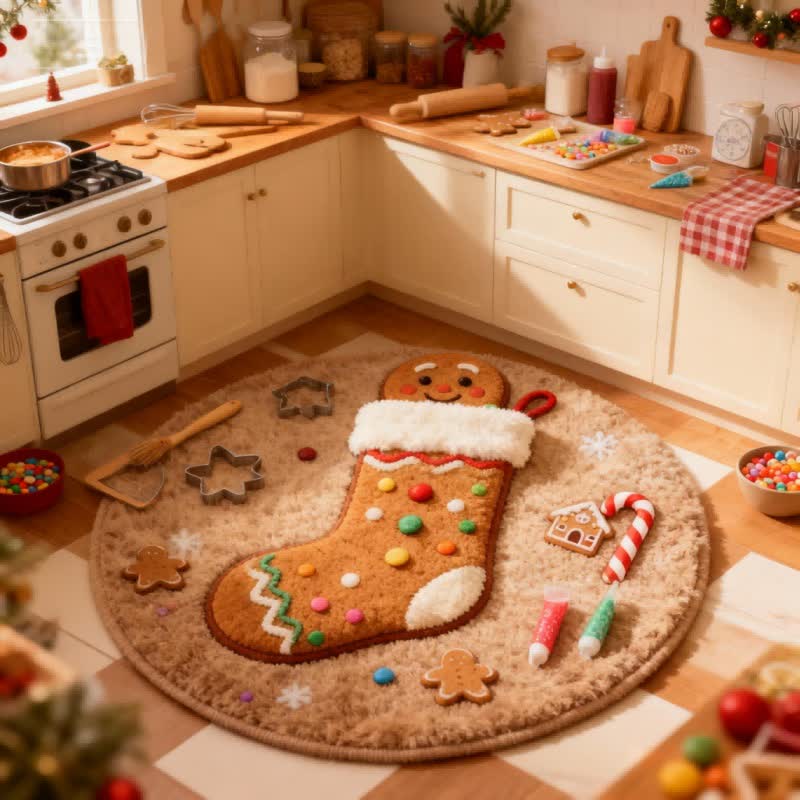 Ownkoti Creative Christmas Stocking 3D Effect Rug - image 5
