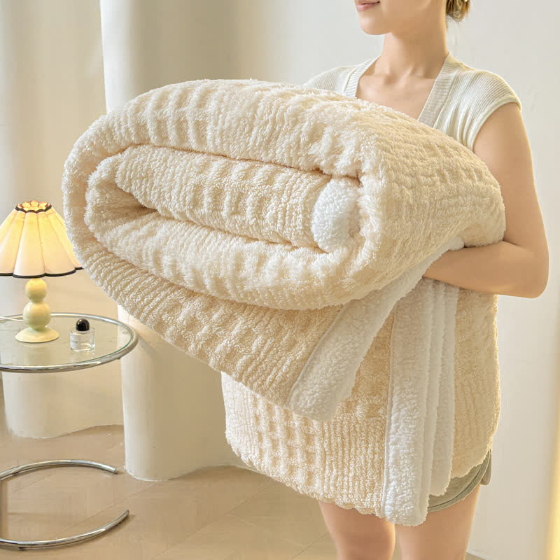 Ownkoti Reversible Plaid Sherpa Throw Blanket - Beige - Queen - image 1