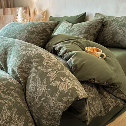 Ownkoti Brushed Cotton Botanical Duvet Cover Set(4PCS) - image 3