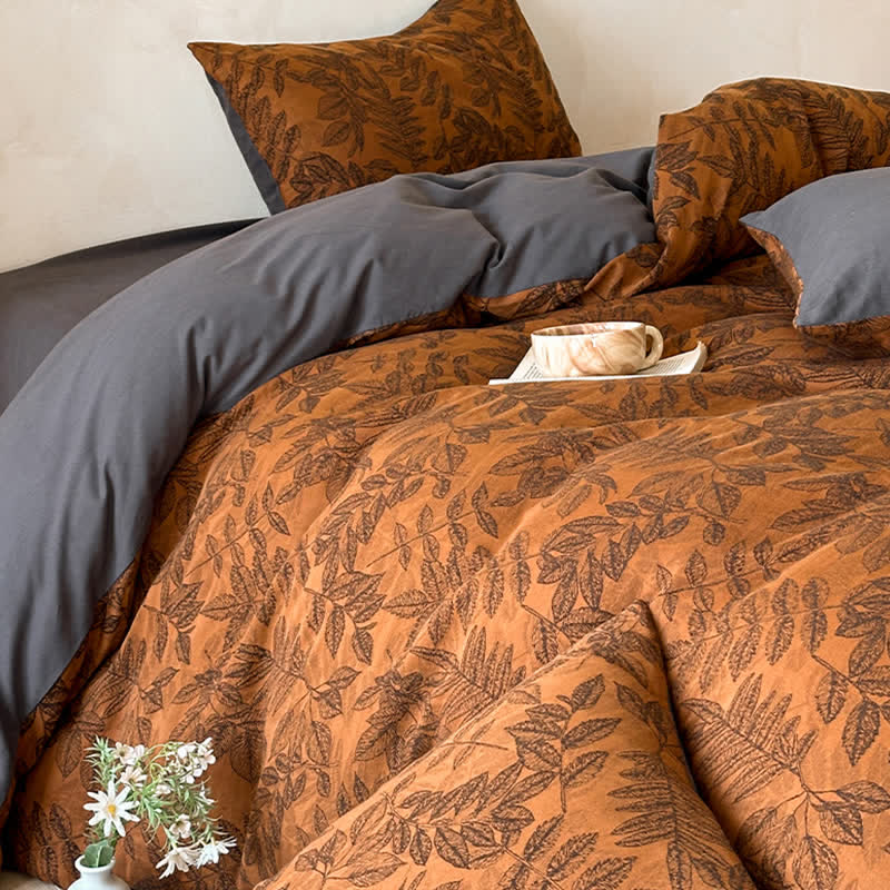 Ownkoti Brushed Cotton Botanical Duvet Cover Set(4PCS) - image 9