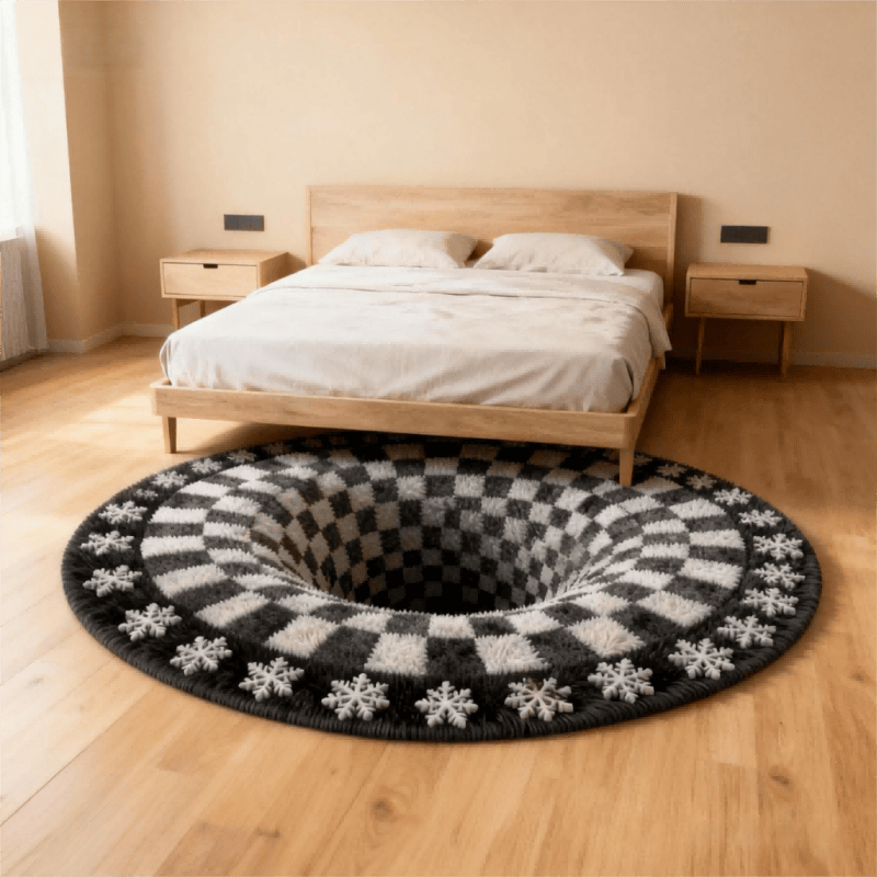 Ownkoti Black Hole 3D Checkered Rug - image 2