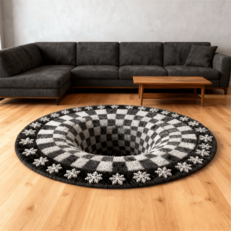 Ownkoti Black Hole 3D Checkered Rug - image 3
