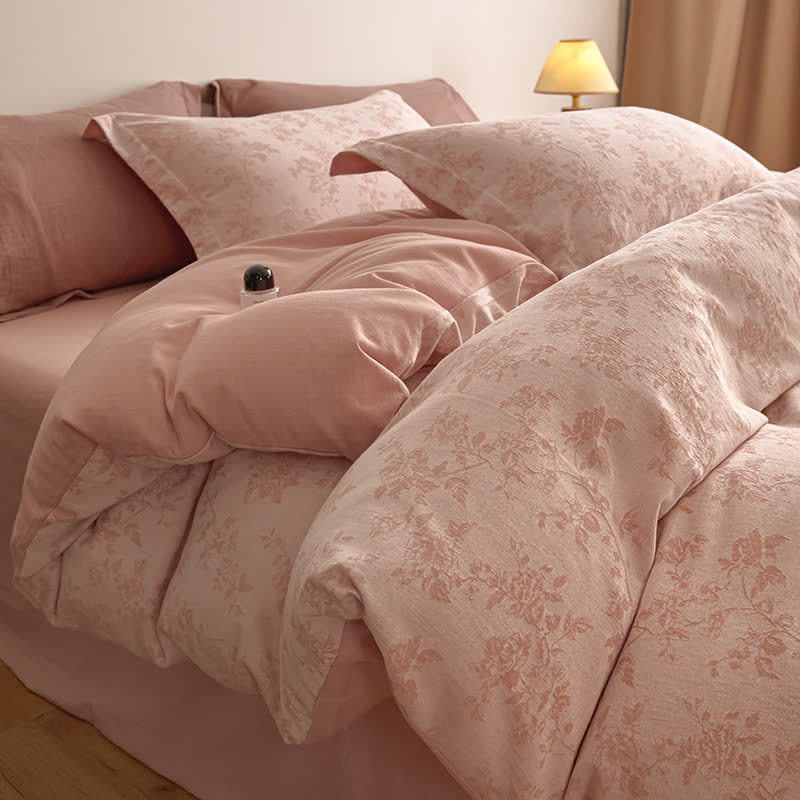 Ownkoti Elegant Floral Branch Cotton Gauze Bedding Set - Pink - King - image 6