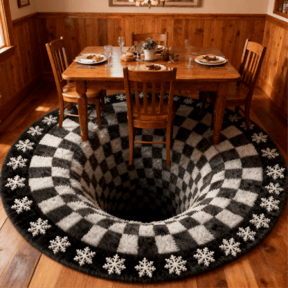 Ownkoti Black Hole 3D Checkered Rug - image 1