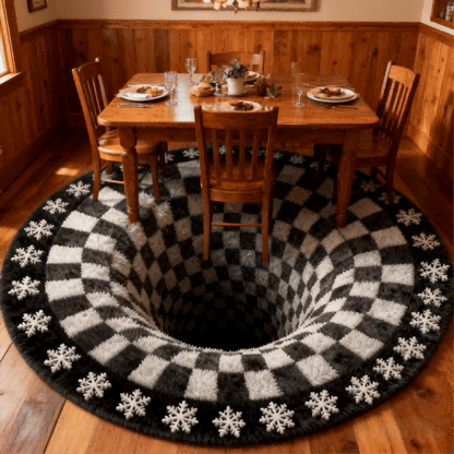Ownkoti Black Hole 3D Checkered Rug - image 1