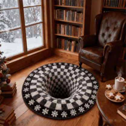 Ownkoti Black Hole 3D Checkered Rug - image 0