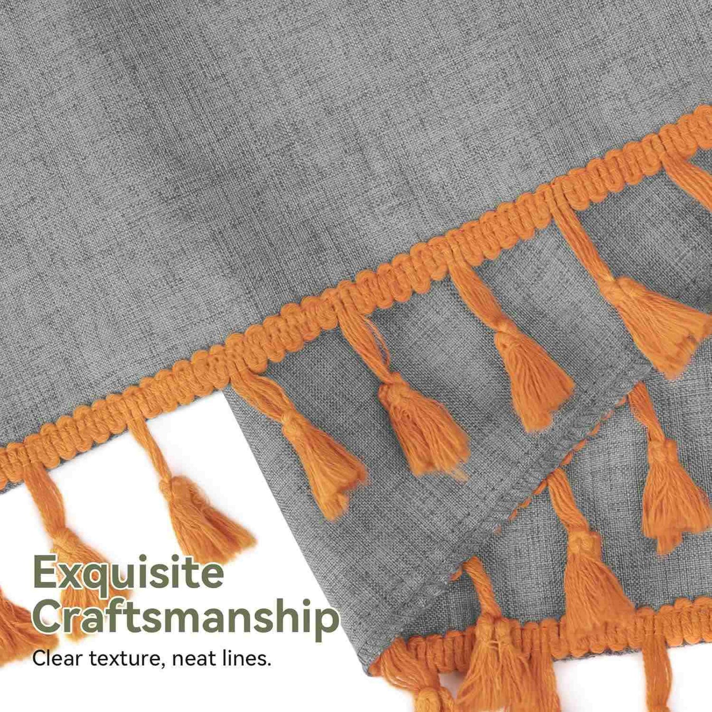 Solid Color Minimalist Tassel Shower Curtain - image 9