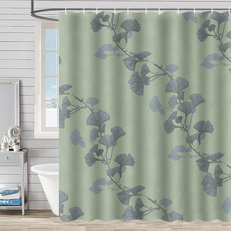 Ginkgo Leaf Print Shower Curtain - Light Green - 90"W x 71"L - image 16
